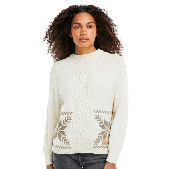 DALE OF NORWAY Karmoy Ivory 100% Wool Cable Knit Snowflake Sweater, Size S - Picture 1 of 15